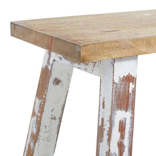 Brown & White Wood Farmhouse Bench